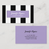 Moderne zwarte witte strepen visitekaartje (Voorkant / Achterkant)