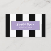 Moderne zwarte witte strepen visitekaartje (Voorkant)