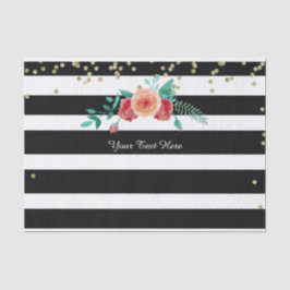 Moderne, zwarte witte striped Gold-tapepapier Tissuepapier