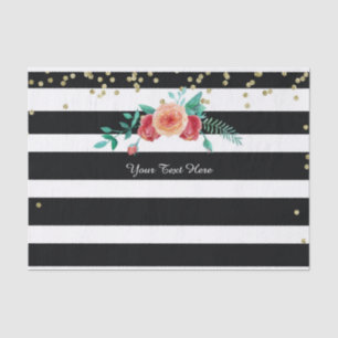 Moderne, zwarte witte striped Gold-tapepapier Tissuepapier