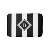 Moderne zwarte witte striped Monogram Geheugenschu Badmat (Voorkant)