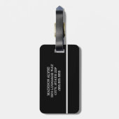 Moderne zwarte witte striptekening monogram bagagelabel (Achterkant verticaal)