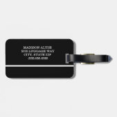 Moderne zwarte witte striptekening monogram bagagelabel (Achterkant horizontaal)