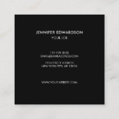 Moderne zwarte witte tartan patroonprofessionele v vierkante visitekaartje (Achterkant)