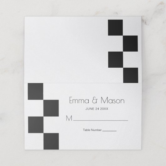 Moderne zwarte witte Tegels Plaatskaartje (Buitenkant ongevouwen)