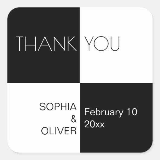 Moderne zwarte witte Tegels Vierkante Sticker (Voorkant)