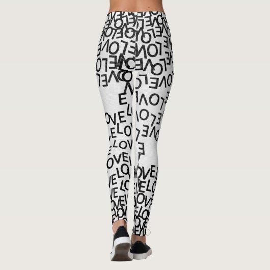 Moderne zwarte witte tekst leggings (Achterkant)