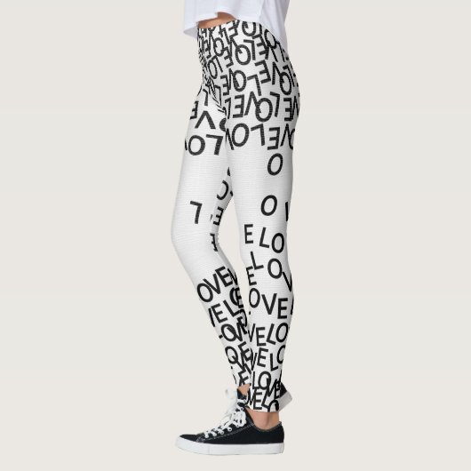 Moderne zwarte witte tekst leggings (Links)
