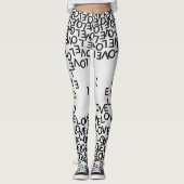 Moderne zwarte witte tekst leggings (Voorkant)