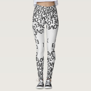Moderne zwarte witte tekst leggings