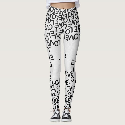 Moderne zwarte witte tekst leggings (Voorkant)