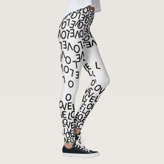 Moderne zwarte witte tekst leggings (Rechts)