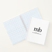 Moderne Zwarte Witte Trendy Script Initiaal Monogr Notitieboek (Binnen)