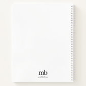 Moderne Zwarte Witte Trendy Script Initiaal Monogr Notitieboek (Achterkant)