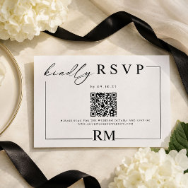 Moderne Zwarte Witte Trouw RSVP Kaartje