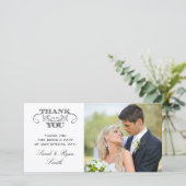 Moderne Zwarte & Witte Trouwfoto Dankkaartjes Bedankkaart (Staand voorkant)