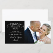 Moderne Zwarte & Witte Trouwfoto Dankkaartjes Bedankkaart (Voorkant / Achterkant)