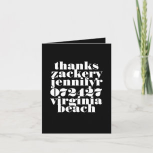 Moderne Zwarte Witte Trouwfoto Met Vet Lettertype Bedankkaart
