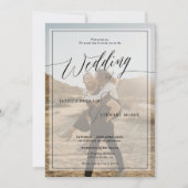 Moderne zwarte witte trouwscript 2 foto's kaart (Voorkant)