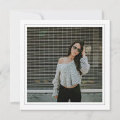 Moderne zwarte witte typografie 21 fotoverjaardag kaart (Achterkant)