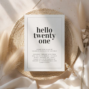 Moderne zwarte witte typografie 21 fotoverjaardag kaart