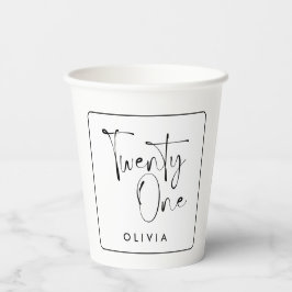 Moderne zwarte witte typografie 21 fotoverjaardag papieren bekers