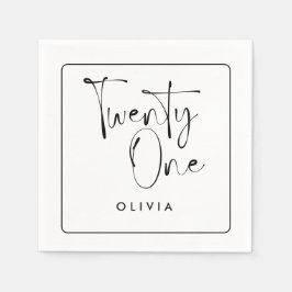 Moderne zwarte witte typografie 21 fotoverjaardag servet