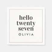 Moderne zwarte witte typografie 21 fotoverjaardag servet (Voorkant)