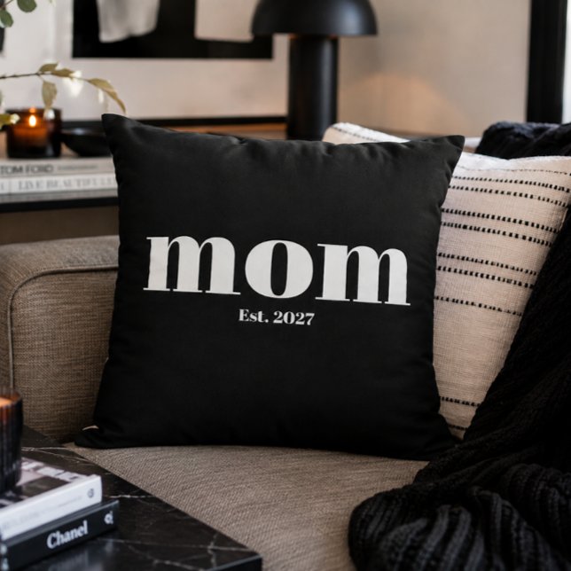 Moderne Zwarte Witte Typografie Moeder Gevestigd C Kussen (Creator heeft geüpload)