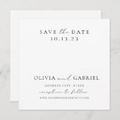 Moderne zwarte witte Typografie simpele bruiloft Save The Date (Voorkant / Achterkant)