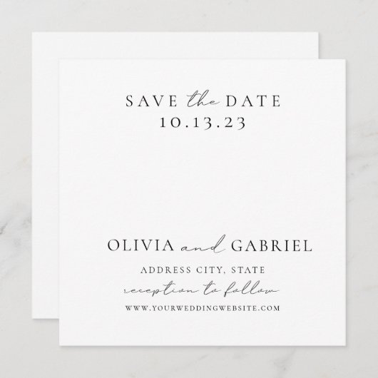 Moderne zwarte witte Typografie simpele bruiloft Save The Date (Voorkant / Achterkant)