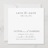 Moderne zwarte witte Typografie simpele bruiloft Save The Date (Voorkant)