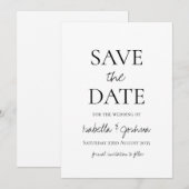 Moderne zwarte & witte typografie Sparen de Datum (Voorkant / Achterkant)