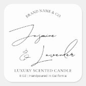 Moderne Zwarte Witte Verpakkingskaarslabel Vierkante Sticker (Voorkant)