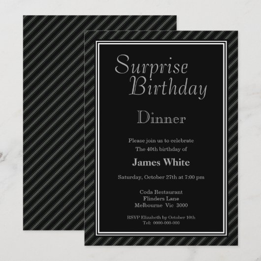 Moderne zwarte & witte verrassingen 40e geboorteda kaart (Voorkant / Achterkant)