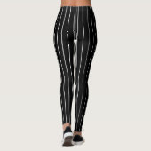 Moderne zwarte & witte verticale strepen patroonkl leggings (Achterkant)