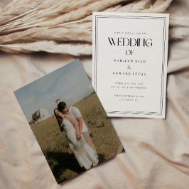 Moderne Zwarte Witte Vette Typografie Foto Huwelij Kaart