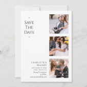 Moderne Zwarte Witte Vier Foto Huwelijk Save The Date (Voorkant)