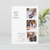 Moderne Zwarte Witte Vier Foto Huwelijk Save The Date (Staand voorkant)