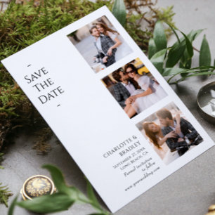 Moderne Zwarte Witte Vier Foto Huwelijk Save The Date