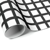 Moderne zwarte witte vleid gerangschikt patroon cadeaupapier (Rol Hoek)