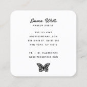 Moderne zwarte witte vlinderroze vierkante visitekaartje (Achterkant)