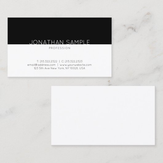Moderne zwarte witte vormgeving, schoon design visitekaartje (Voorkant / Achterkant)