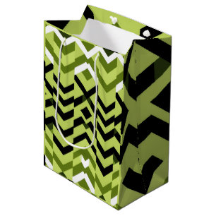 Moderne Zwarte Witte Wasabi Geometrische Scherpe K Medium Cadeauzakje
