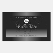 Moderne zwarte witte waslabel Zacht glitter Logo Rechthoekige Sticker (Voorkant)