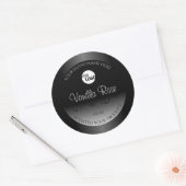 Moderne zwarte witte waslabel Zacht glitter Logo Ronde Sticker (Envelop)