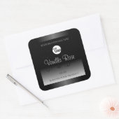 Moderne zwarte witte waslabel Zacht glitter Logo Vierkante Sticker (Envelop)