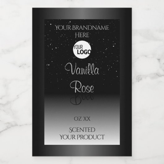 Moderne zwarte witte waslabel Zacht glitter Logo Voedselcontainer Etiket (Enkel label)