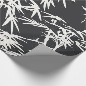Moderne zwarte witte waterverf bamboe plant patroo cadeaupapier (Hoek)