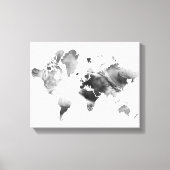 Moderne zwarte witte Waterverf Wereldkaart Canvas Afdruk (Voorkant)